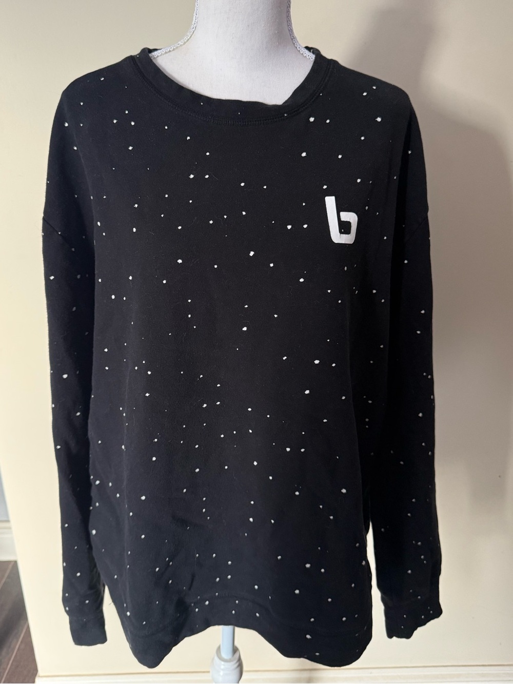 Black Speckled Crewneck Sweater with White BurnBootcamp Logo